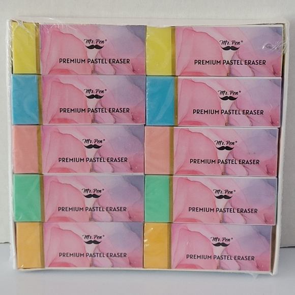 Sealed 10 Pack Mr. Pen Premium Pastel Erasers/ Pencil Erasers In Bright Colors. - Picture 9 of 11